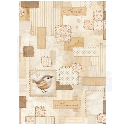 Papier ryżowy do decoupage A4 Baby Ptaszek patchwork DFSA41091 Stamperia