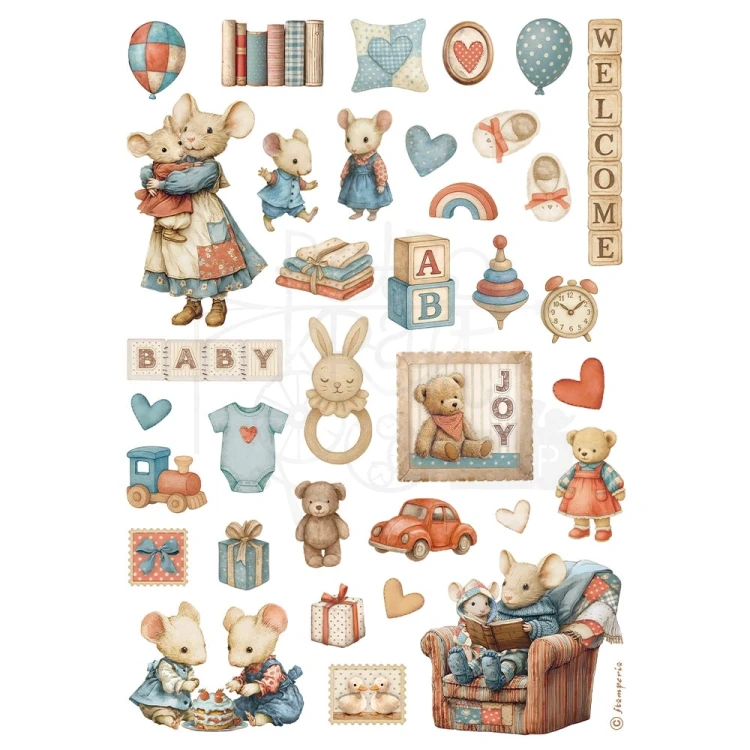 Papier ryżowy do decoupage A4 Baby Akcesoria DFSA41090 Stamperia