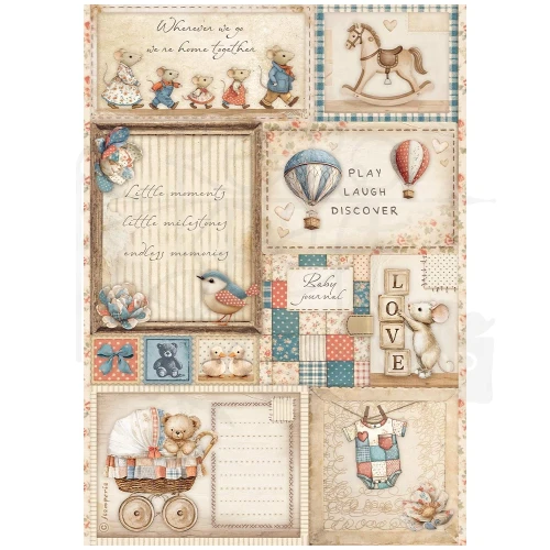 Papier ryżowy do decoupage A4 Baby Karty DFSA41089 Stamperia