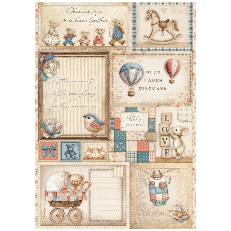 Papier ryżowy do decoupage A4 Baby Karty DFSA41089 Stamperia