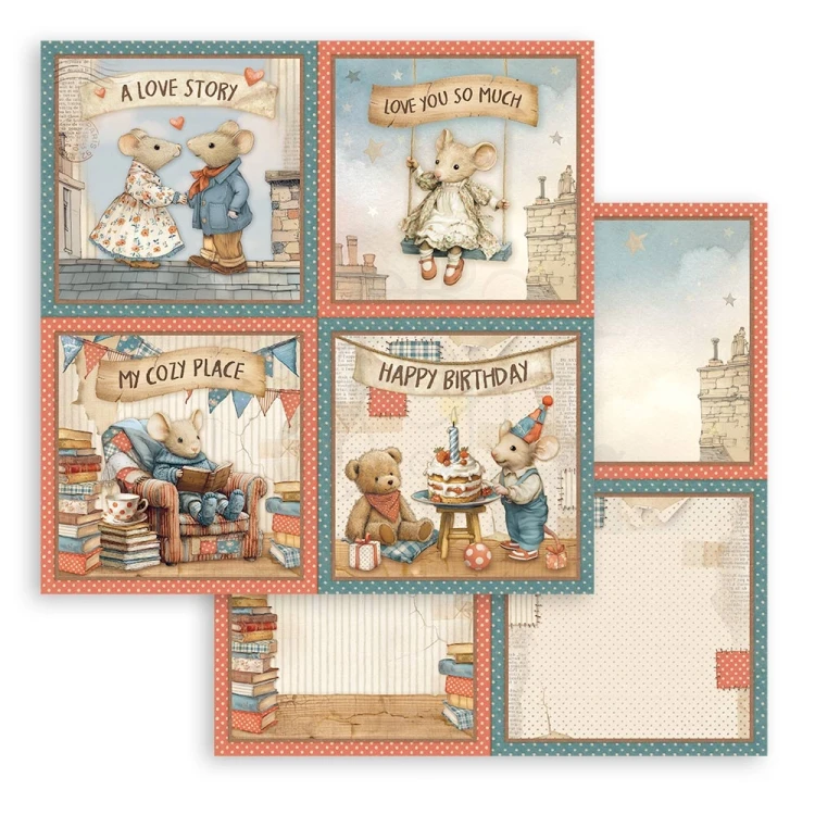 Zestaw papierów do scrapbookingu 20x20 Family 10 arkuszy SBBS137 Stamperia