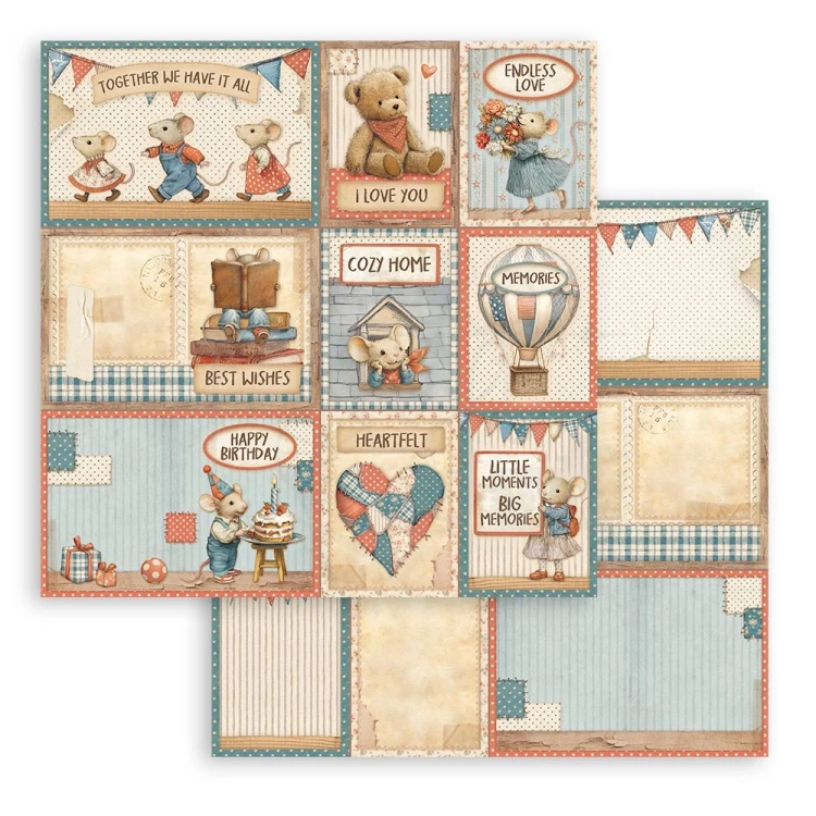 Zestaw papierów do scrapbookingu 20x20 Family 10 arkuszy SBBS137 Stamperia