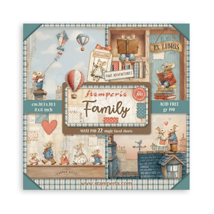 Zestaw papierów jednostronnych do scrapbookingu 20x20 Family 22 arkusze SBBSXB21 Stamperia