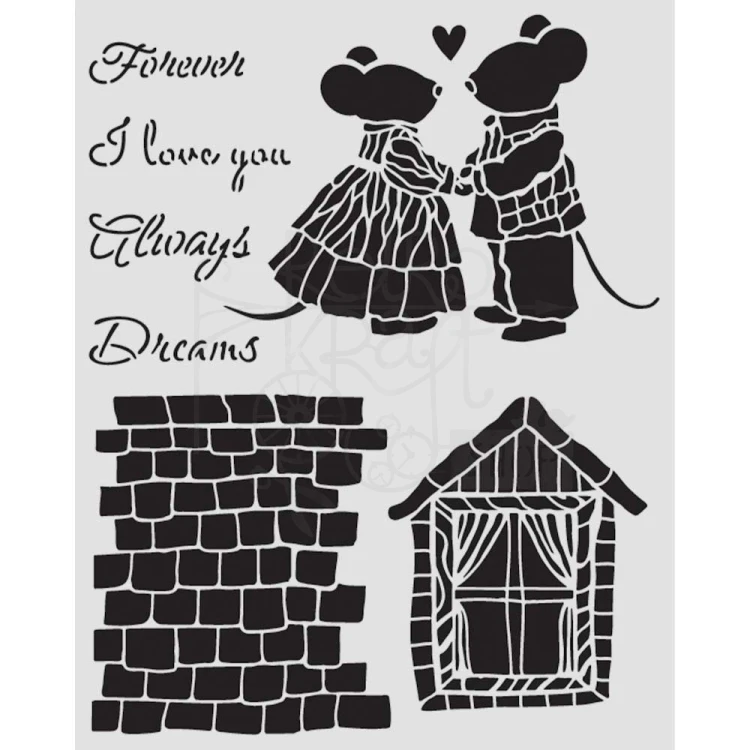 Szablon maska 20x25cm Family Domek i myszka KSTD196 Stamperia