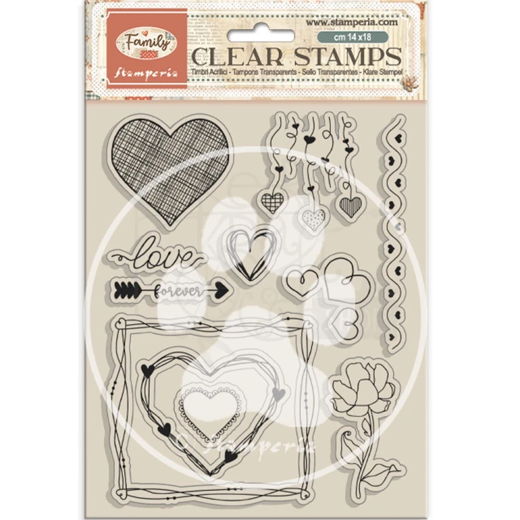 Stempel akrylowy 14x18cm Family Serca WTK234 Stamperia