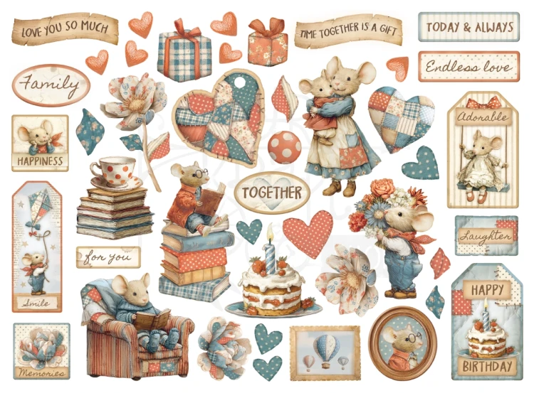 Ozdoby kształty tekturowe Die Cuts Family DFLDC124 Stamperia