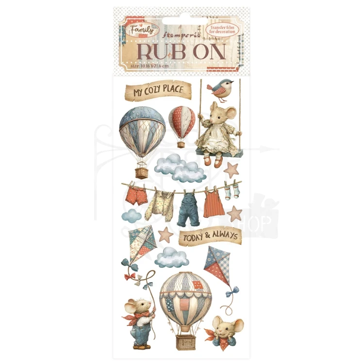 Rub-on transfer 10x21.6cm Family Balony DFLRB218 Stamperia