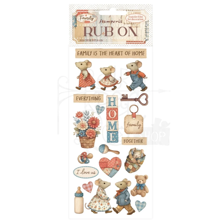 Rub-on transfer 10x21.6cm Family Home DFLRB217 Stamperia