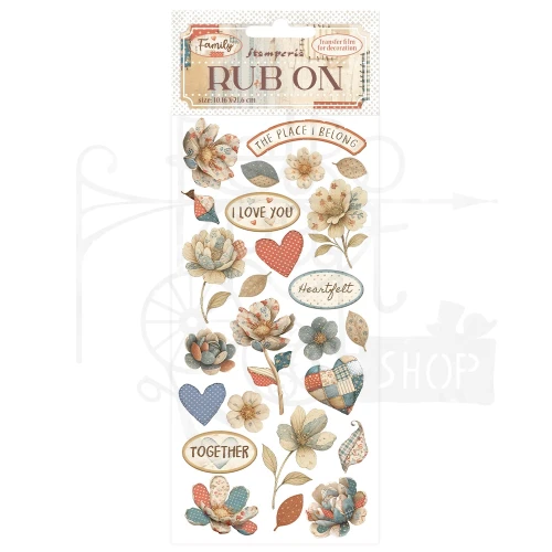 Rub-on transfer 10x21.6cm Family Kwiaty patchwork DFLRB214 Stamperia