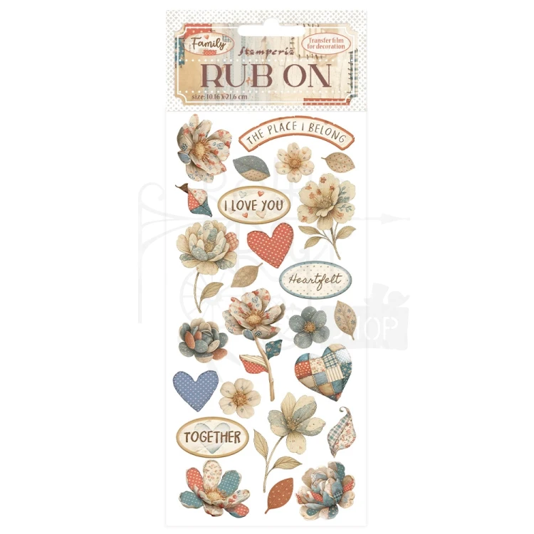 Rub-on transfer 10x21.6cm Family Kwiaty patchwork DFLRB214 Stamperia