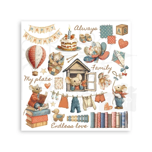 Rub-on transfer 15.5x15.15cm Family DFLRBX04 Stamperia