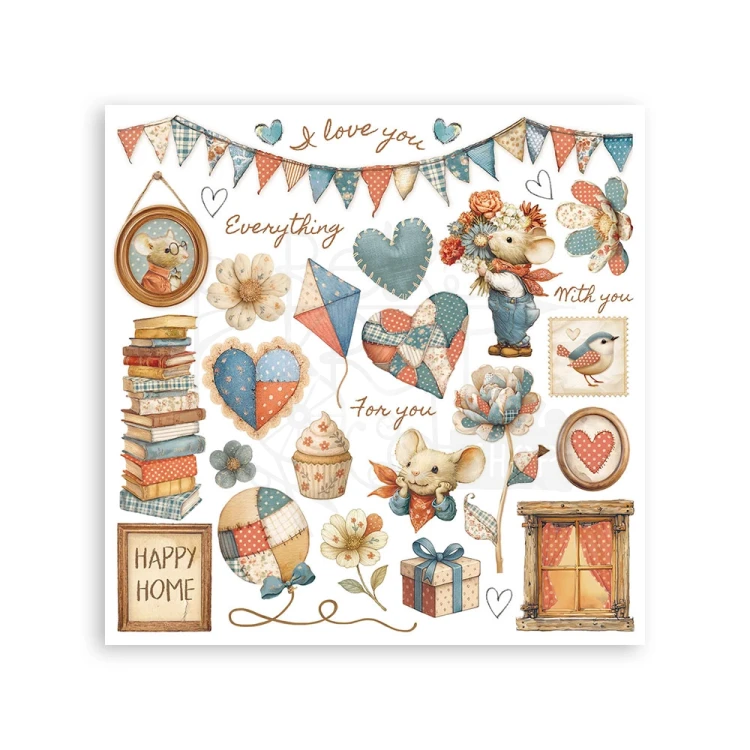 Rub-on transfer 15.5x15.15cm Family DFLRBX04 Stamperia
