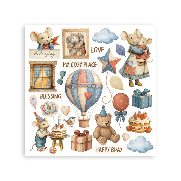 Rub-on transfer 15.5x15.15cm Family DFLRBX04 Stamperia
