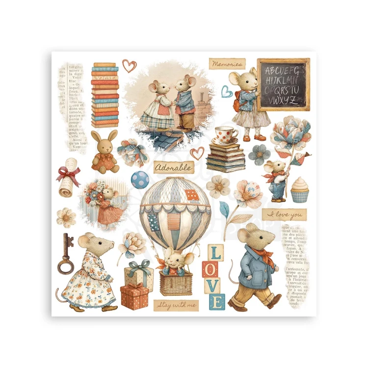 Rub-on transfer 15.5x15.15cm Family DFLRBX04 Stamperia