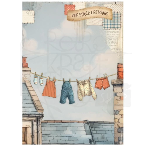 Papier ryżowy do decoupage A4 Family Pranie DFSA41088 Stamperia