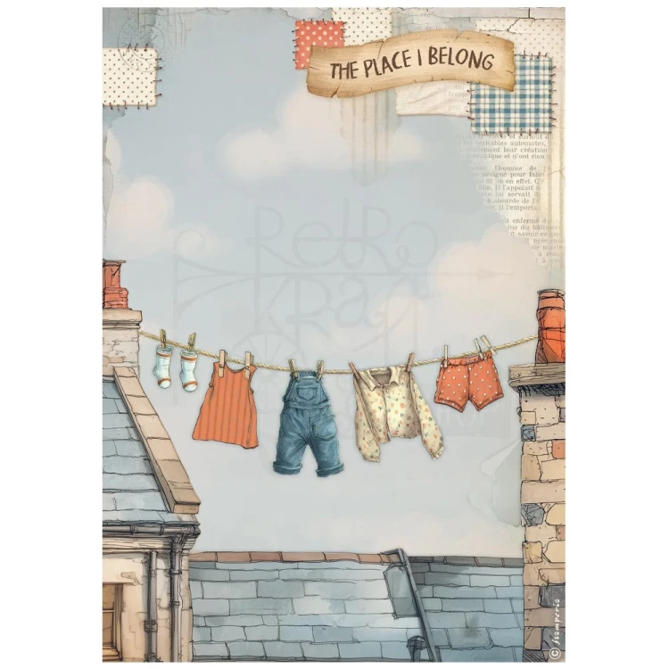 Papier ryżowy do decoupage A4 Family Pranie DFSA41088 Stamperia