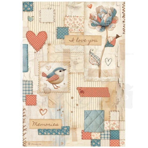 Papier ryżowy do decoupage A4 Family Patchwork DFSA41087 Stamperia