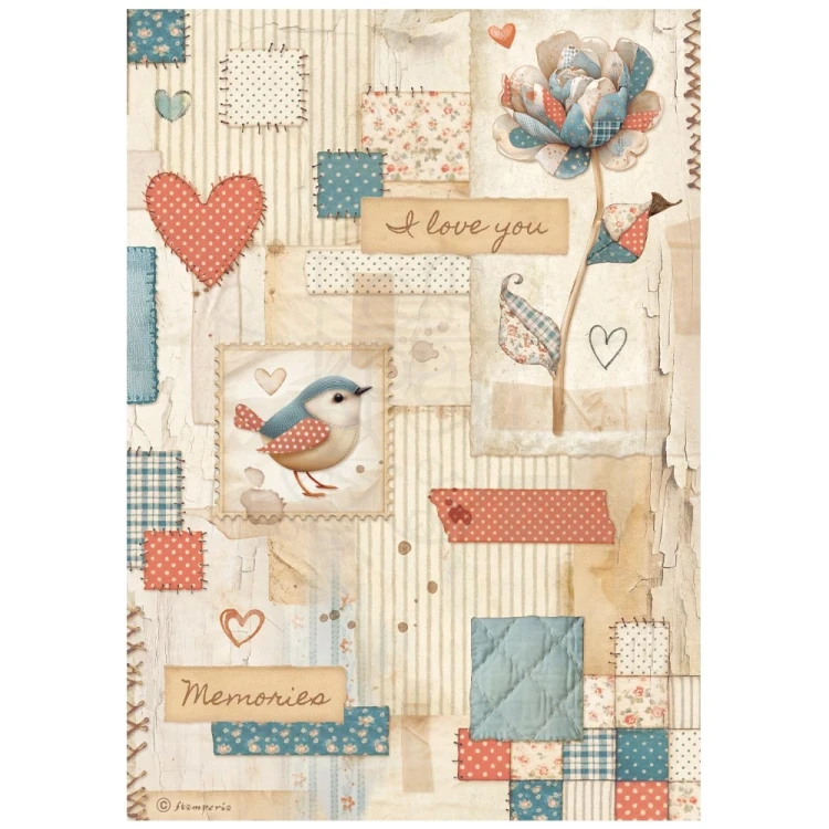 Papier ryżowy do decoupage A4 Family Patchwork DFSA41087 Stamperia
