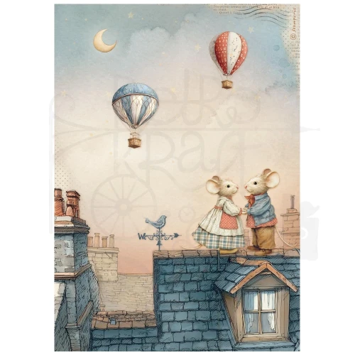 Papier ryżowy do decoupage A4 Family Myszka na dachu DFSA41084 Stamperia
