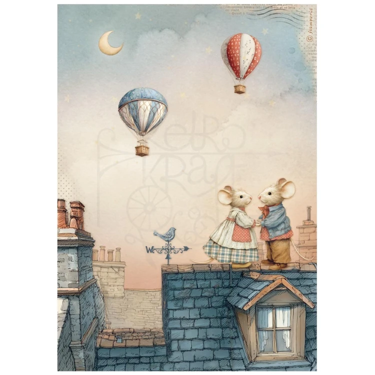 Papier ryżowy do decoupage A4 Family Myszka na dachu DFSA41084 Stamperia