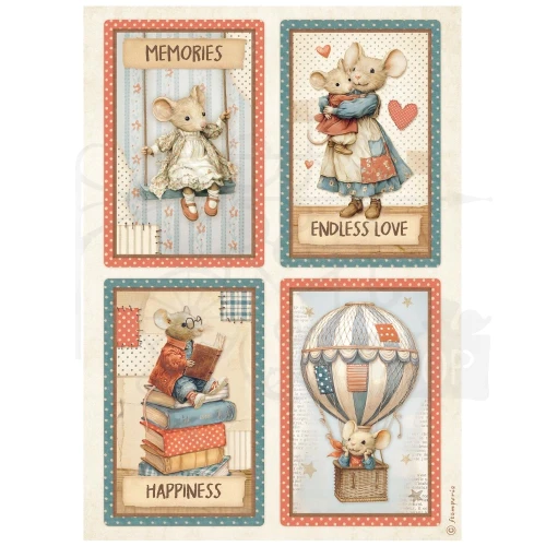 Papier ryżowy do decoupage A4 Family 4 karty DFSA41083 Stamperia