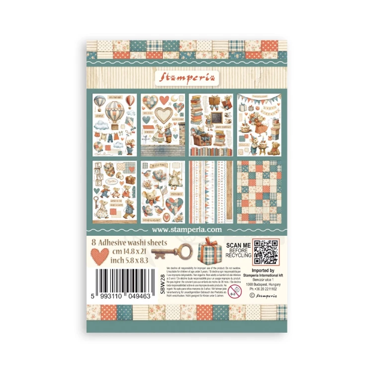 Papier washi A5 Family 8 arkuszy SBW28 Stamperia