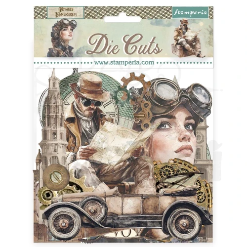 Ozdoby kształty tekturowe Die Cuts Voyages Fantastiques DFLDC127 Stamperia