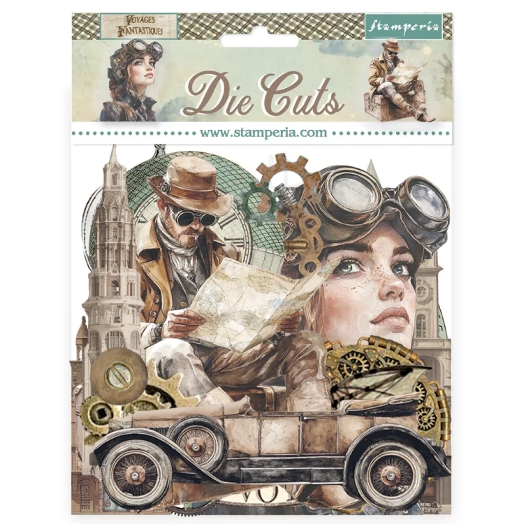 Ozdoby kształty tekturowe Die Cuts Voyages Fantastiques DFLDC127 Stamperia