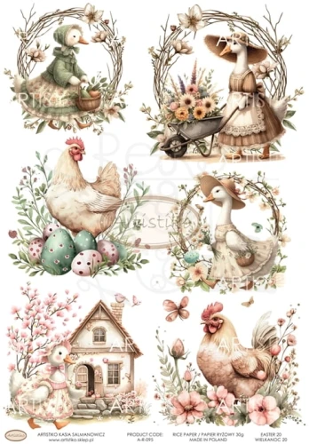 Papier ryżowy do decoupage A4 Wielkanoc 20 A-R-095 Artistiko