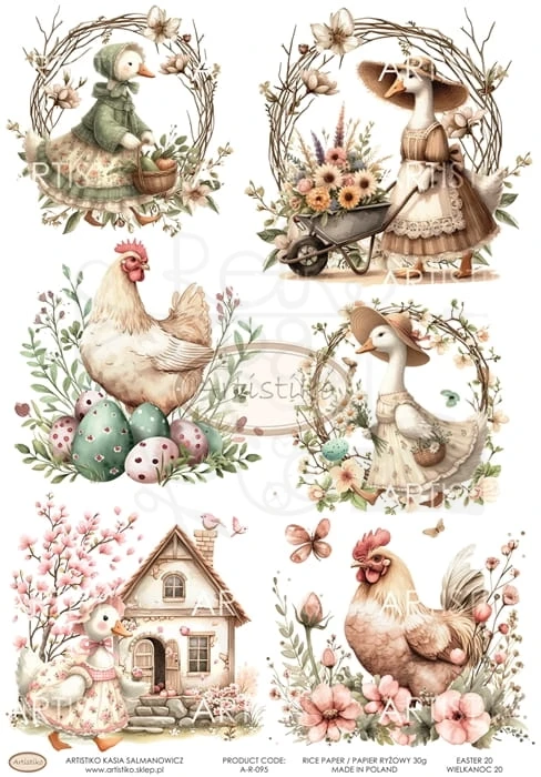 Papier ryżowy do decoupage A4 Wielkanoc 20 A-R-095 Artistiko