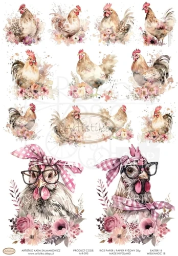 Papier ryżowy do decoupage A4 Wielkanoc 18 A-R-093 Artistiko