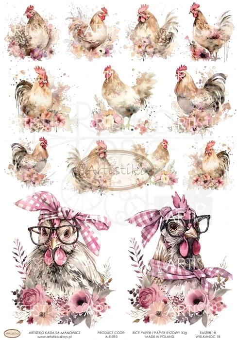 Papier ryżowy do decoupage A4 Wielkanoc 18 A-R-093 Artistiko