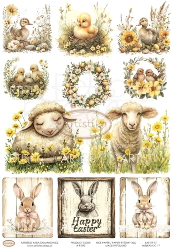 Papier ryżowy do decoupage A4 Wielkanoc 17 A-R-092 Artistiko