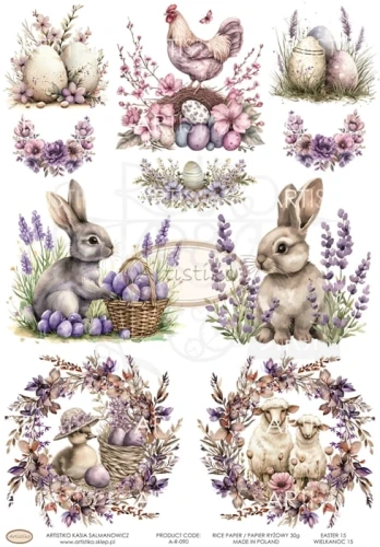 Papier ryżowy do decoupage A4 Wielkanoc 15 A-R-090 Artistiko