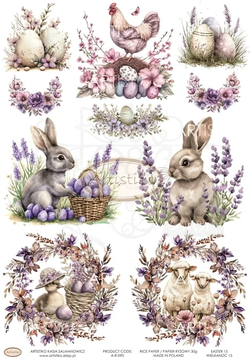 Papier ryżowy do decoupage A4 Wielkanoc 15 A-R-090 Artistiko