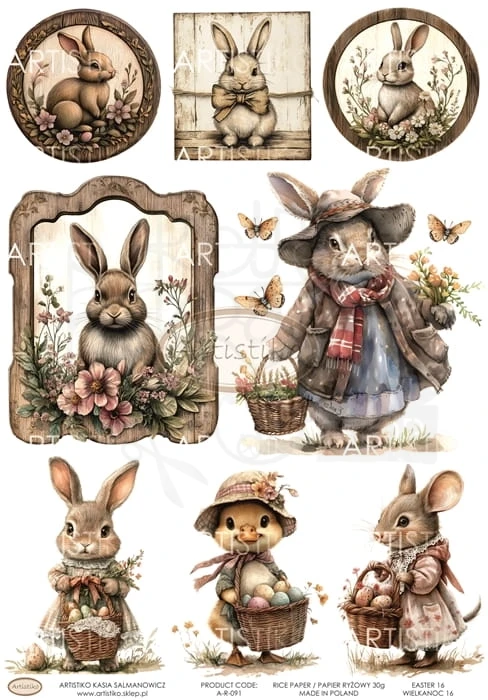 Papier ryżowy do decoupage A4 Wielkanoc 16 A-R-091 Artistiko