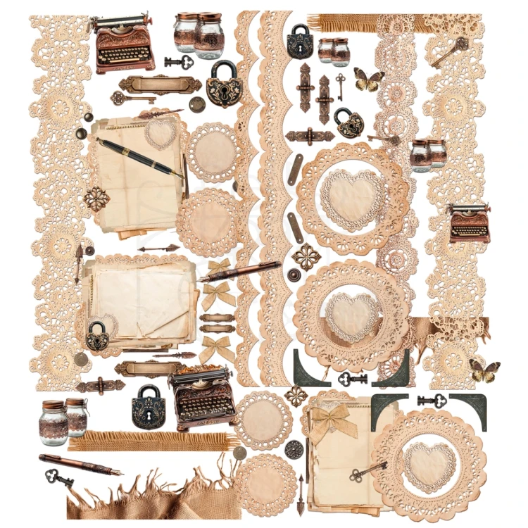 Ozdoby papierowe die-cuts Nostalgic Memories Laser Cut Ephemera 82 szt DNM-33960 49 and Market