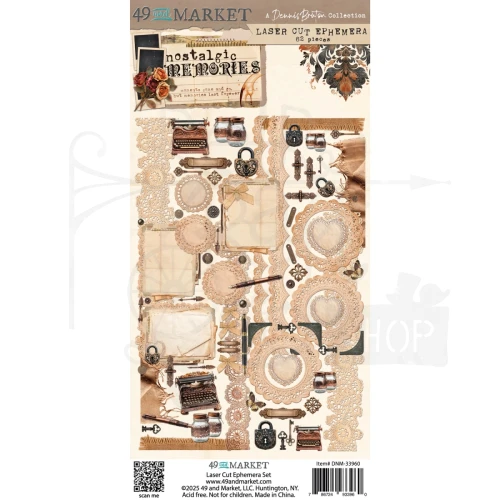 Ozdoby papierowe die-cuts Nostalgic Memories Laser Cut Ephemera 82 szt DNM-33960 49 and Market