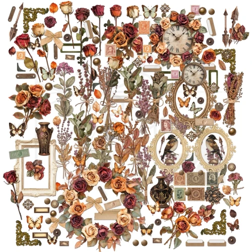 Ozdoby papierowe die-cuts Nostalgic Memories Florals 181 szt DNM-33977 49 and Market
