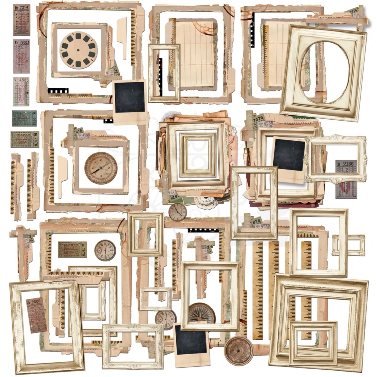 Ozdoby papierowe Nostalgic Memories Die-Cut Ephemera and Frames 62 szt DNM-33984 49 and Market