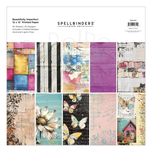 Zestaw papierów 30x30 Beautifully Imperfect 20 arkuszy SCSP-023 Spellbinders