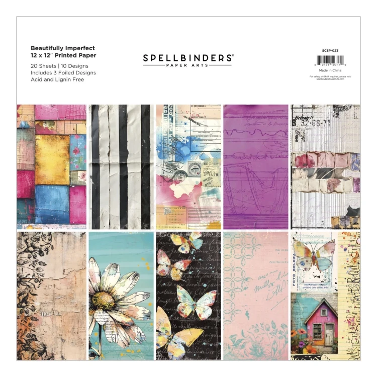 Zestaw papierów 30x30 Beautifully Imperfect 20 arkuszy SCSP-023 Spellbinders