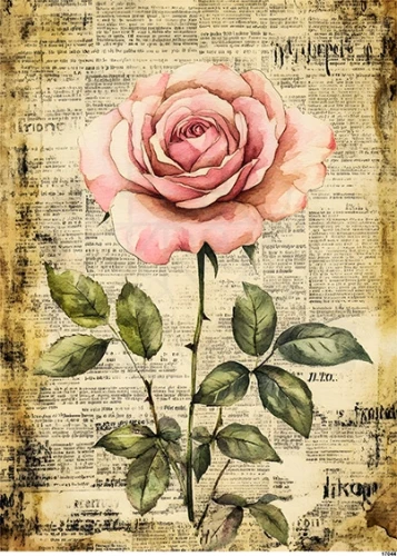 Papier ryżowy do decoupage A5 Róża retro 17044