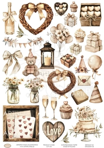 Papier do scrapbookingu A4 dodatki do wycinania Urodziny 03 A-P-104 Artistiko