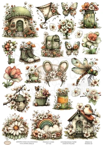 Papier do scrapbookingu A4 dodatki do wycinania Wiosna 02 A-P-103 Artistiko