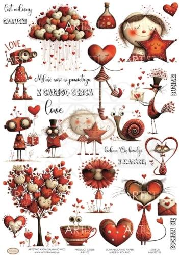 Papier do scrapbookingu A4 dodatki do wycinania Miłość 05 A-P-102 Artistiko