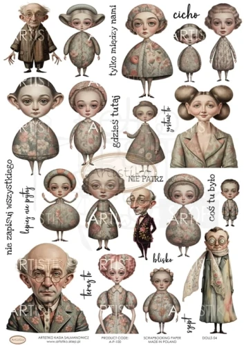 Papier do scrapbookingu A4 dodatki do wycinania Dolls 04 A-P-100 Artistiko