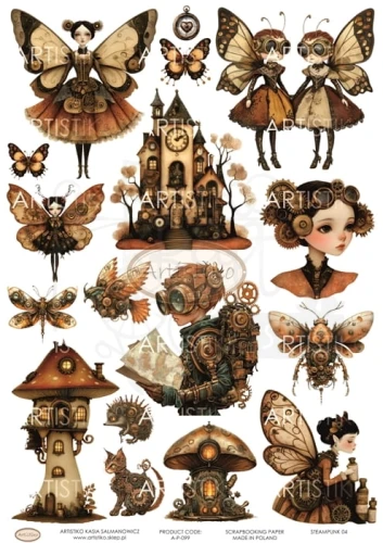 Papier do scrapbookingu A4 dodatki do wycinania Steampunk 04 A-P-099 Artistiko