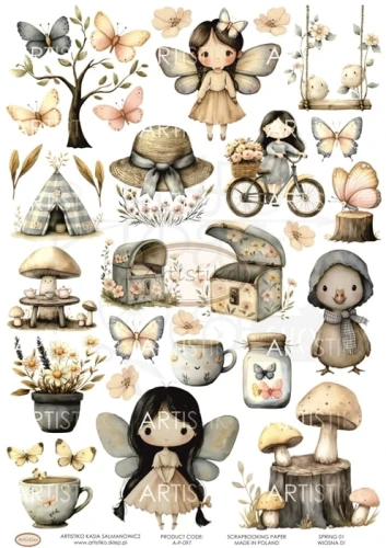 Papier do scrapbookingu A4 dodatki do wycinania Wiosna 01 A-P-097 Artistiko