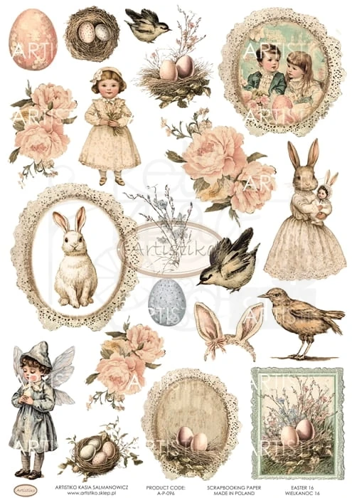 Papier do scrapbookingu A4 dodatki do wycinania Wielkanoc 16 A-P-096 Artistiko